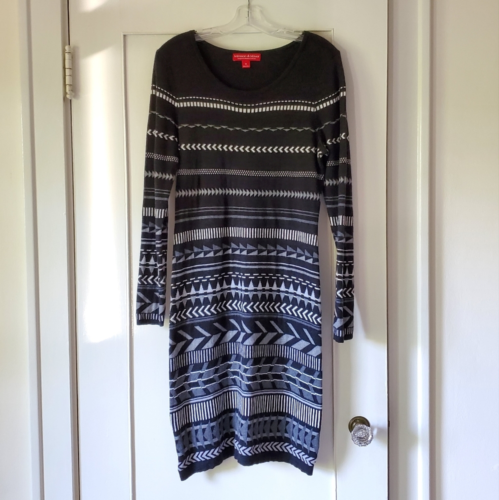 Krimson Klover Renegade/Tallchief Sweater Dress Merino Wool Blend Black White M